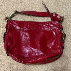 Coach Glossy Red Leather Shoulder Bag